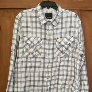 Calvin Klein Jeans White and Gray Checkered Shirt Size XL